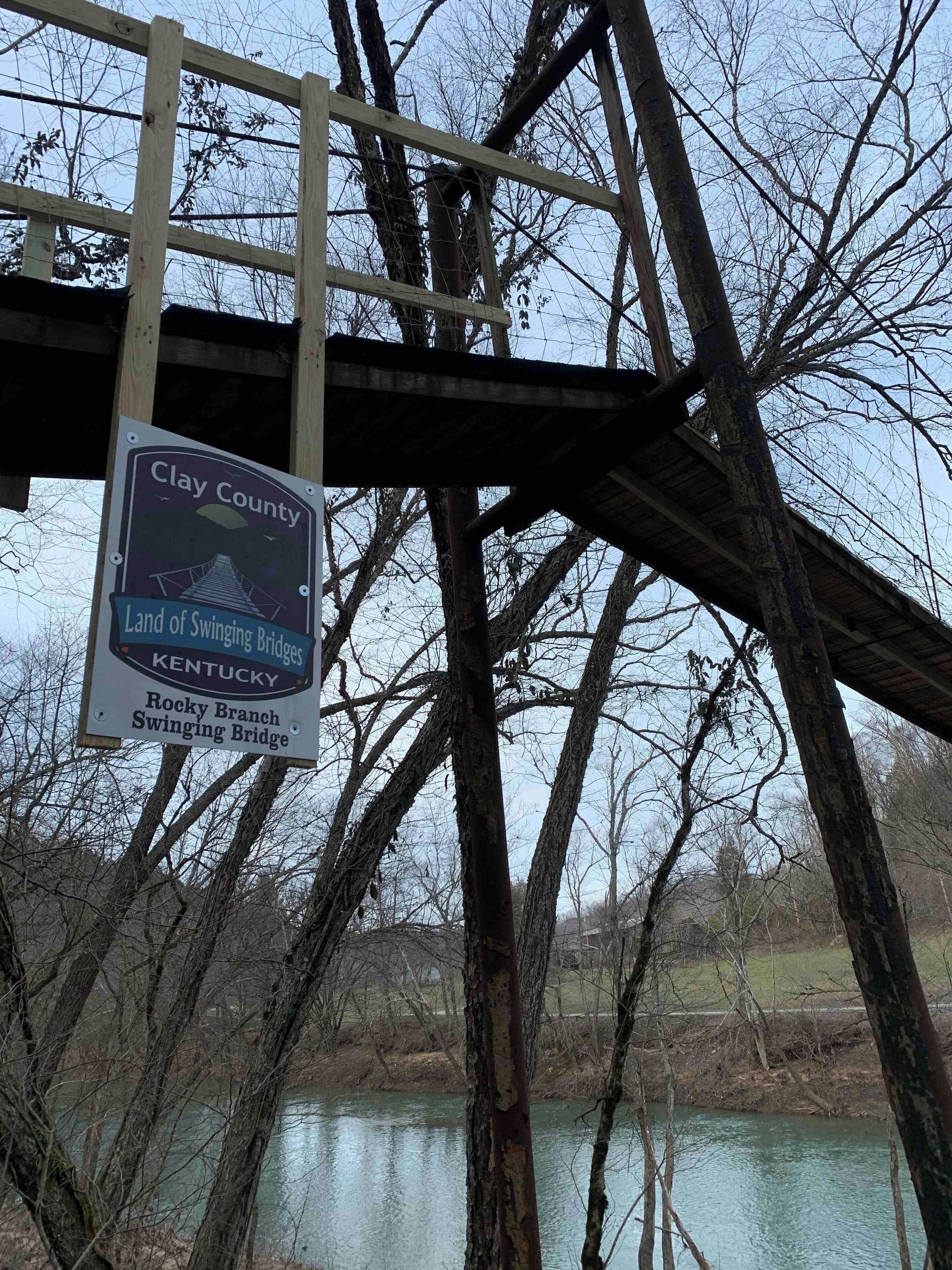Crossing the swinging bridge in Clay County Kentucky. Clay County is the Land of Swinging Bridges. #river #bridges #outdoors