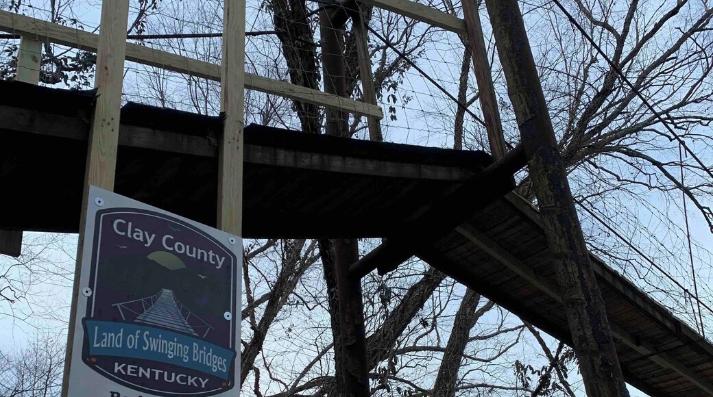 Crossing the swinging bridge in Clay County Kentucky. Clay County is the Land of Swinging Bridges. #river #bridges #outdoors
