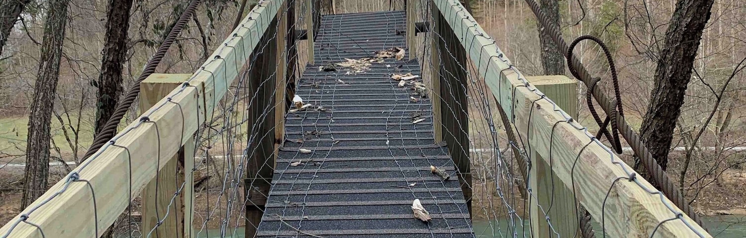 Crossing the swinging bridge in Clay County Kentucky. Clay County is the Land of Swinging Bridges. #river #bridges #outdoors