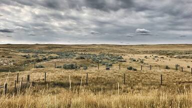 Driving west into the grasslands on the 450, about 10 min in.