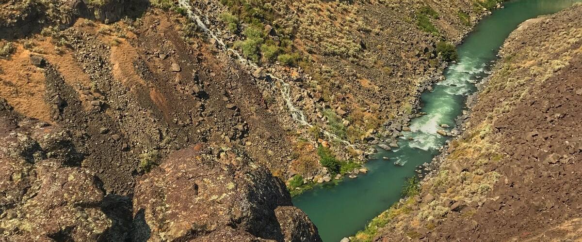 Across the gorge view of one of the falls.