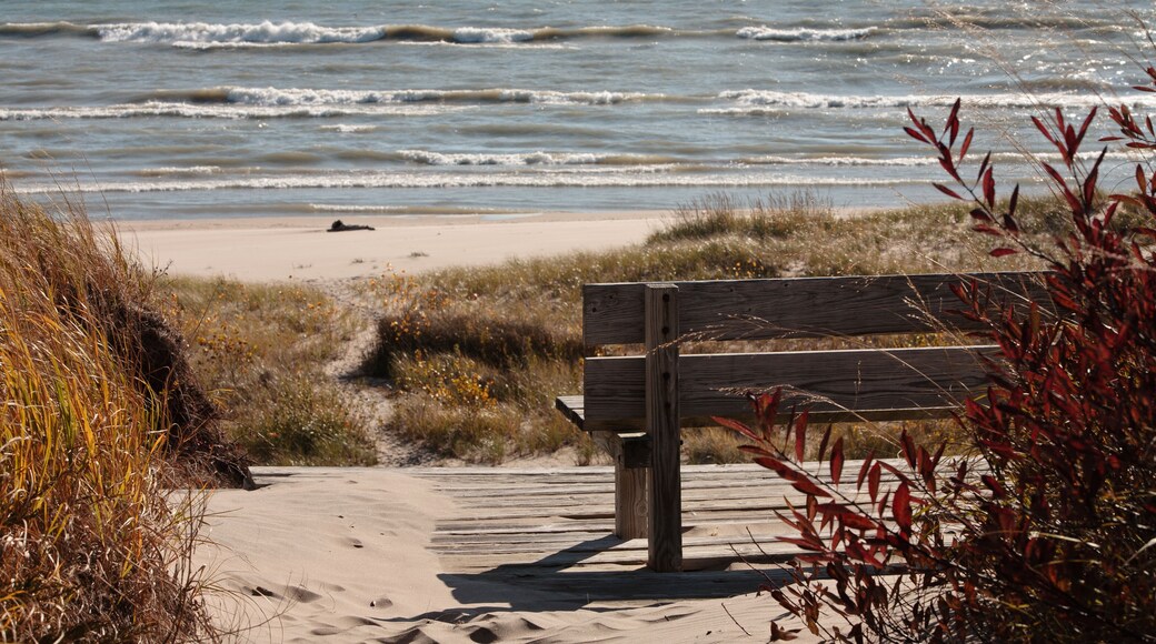 Overlooking Lake Michigan from Wisconsin shoreline within Kohler-Andrae State Park, Sheboygan, Wisconsin