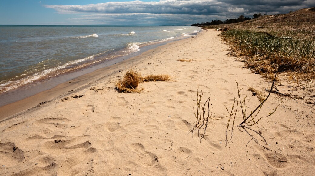 Storm clouds gathering over Lake Michigan at Kohler-Andrae State Park, Sheboygan, Wisconsin in late May