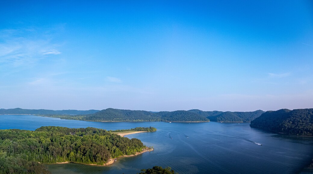 Aerial panorama of northeastern Kentucky's Cave Run Lake