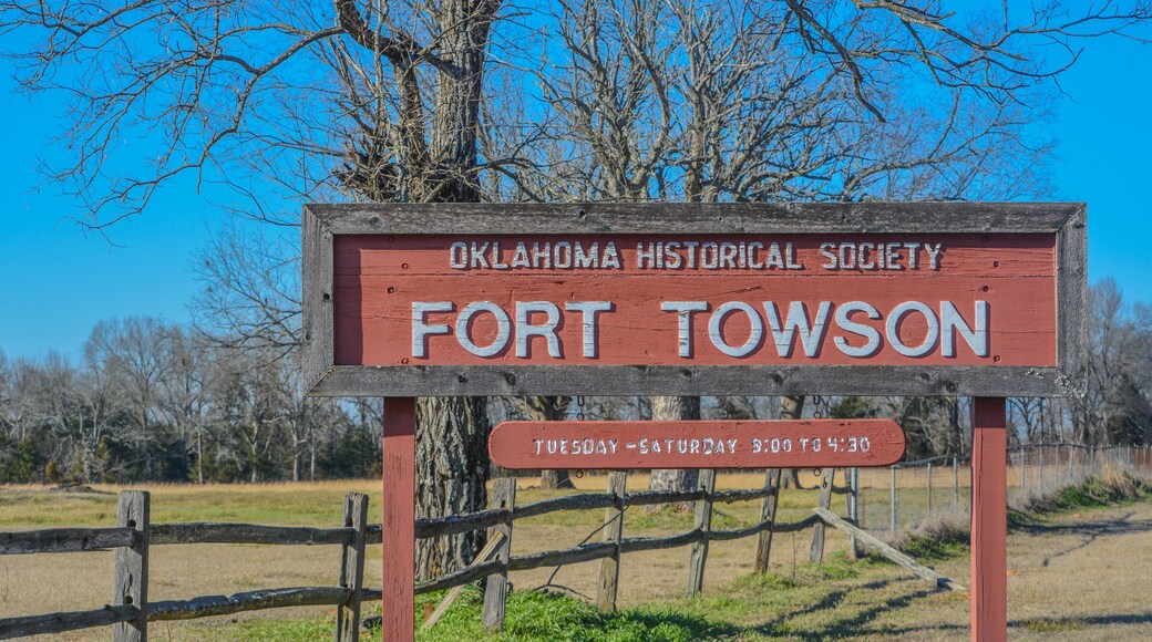 The Fort Towson Oklahoma Historical Society Sign, in Fort Towson, Choctaw County, Oklahoma