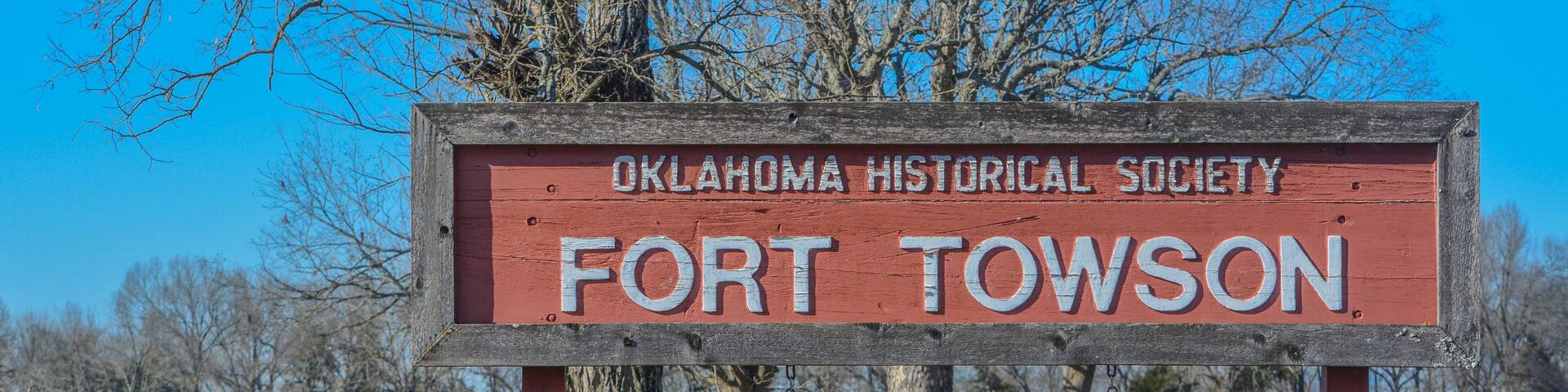 The Fort Towson Oklahoma Historical Society Sign, in Fort Towson, Choctaw County, Oklahoma