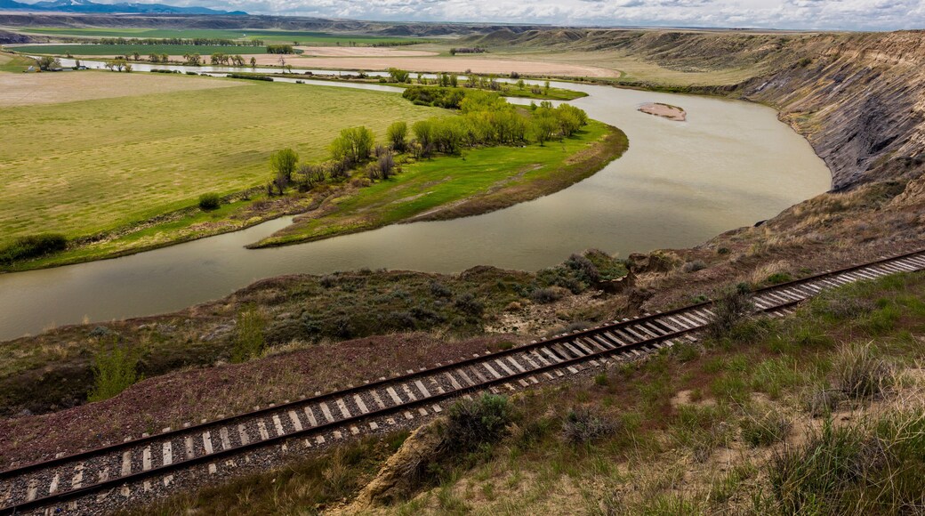 MAY 22 UPPER MISSOURI RIVER BREAKS, LEWISTOWN, MT, 2019, USA - Lewis and Clark's "Decision Point" at confluence of Marias and Missouri River