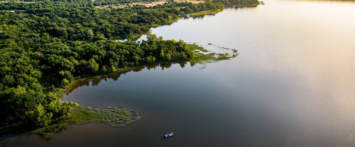Okemah Lake Oklahoma at Sunrise in the Summer time