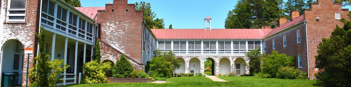 Old brick building in State Arboretum of Virginia, Boyce, VA, USA