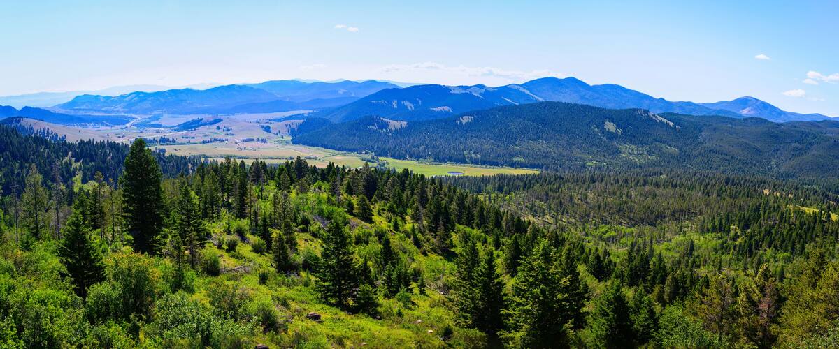 MacDonald Pass at 6,312 feet, a mountain pass on the continental divide west of Helena, Lewis and Clark and Powell counties, Montana on US Route 12 in Rocky Mountains