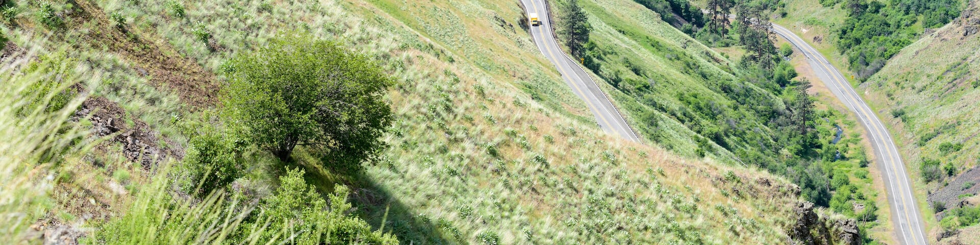Washington highway 129 twists up Rattlesnake Grade in the Blue Mountains in the southeast of the state