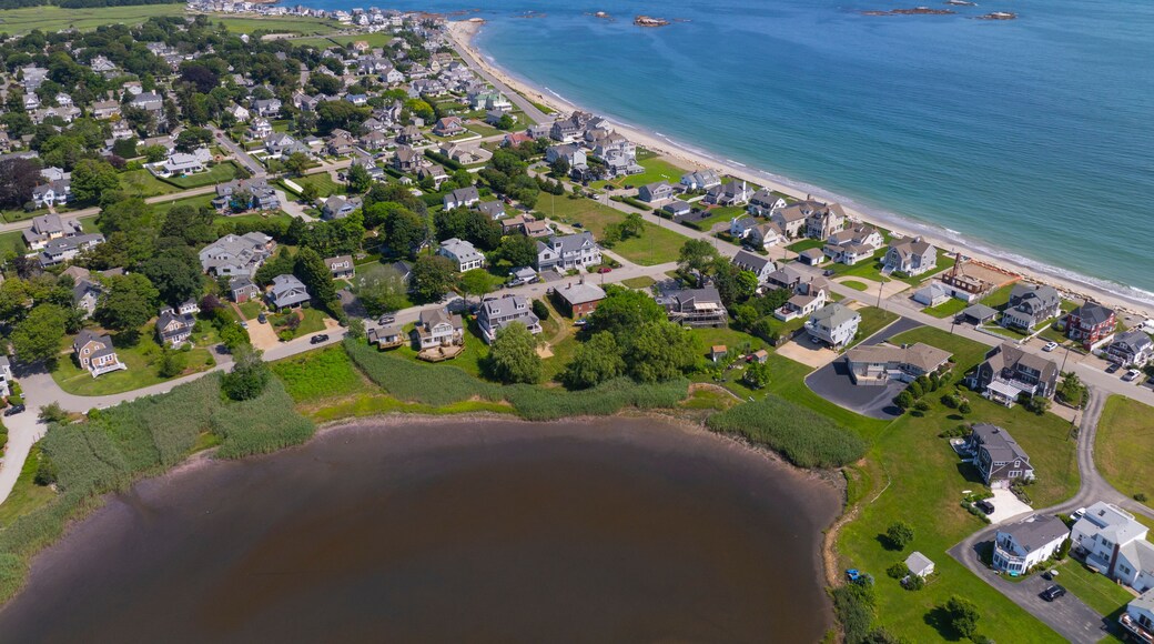 North Scituate Beach aerial view in summer in town of Scituate, Norfolk County, Massachusetts MA, USA.