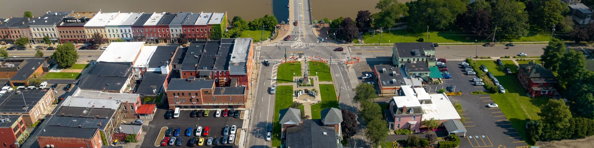 August 2023 aerial photo of Village of Owego, Tioga County, NY.