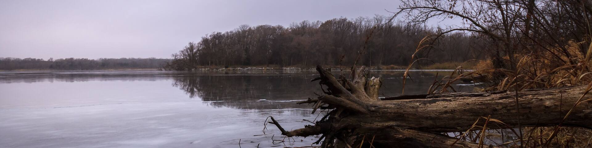 frozen lake in winter