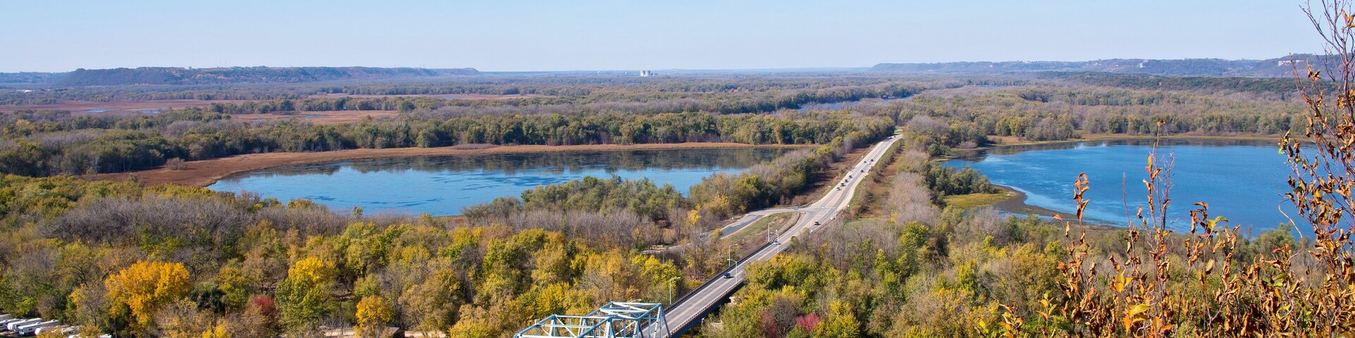 bridge spanning mississippi river from red wing minnesota into wisconsin