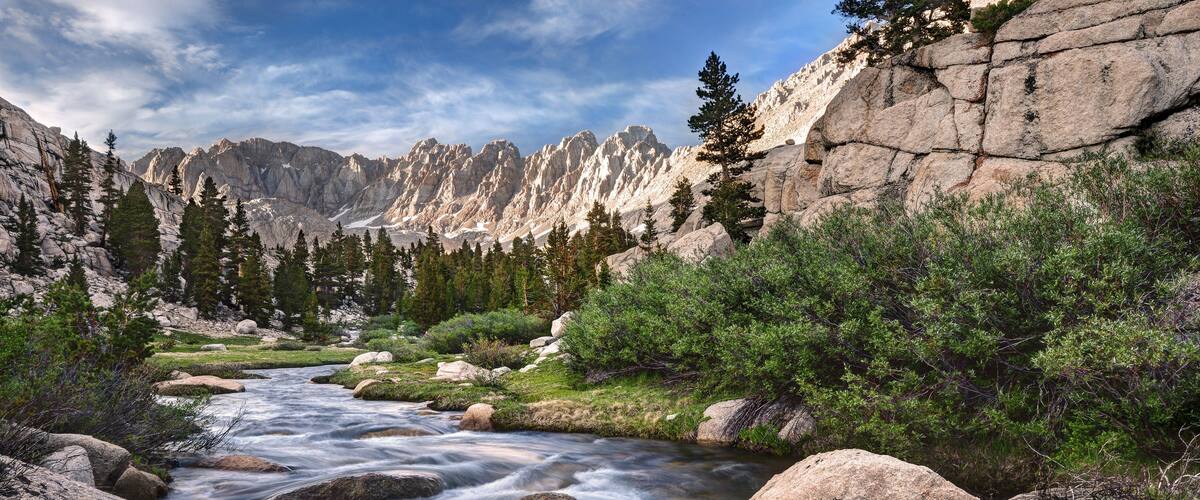 Rock Creek and Mounts Mallory, LeConte, and Corcoran, Sequoia National Park, California, America, USA