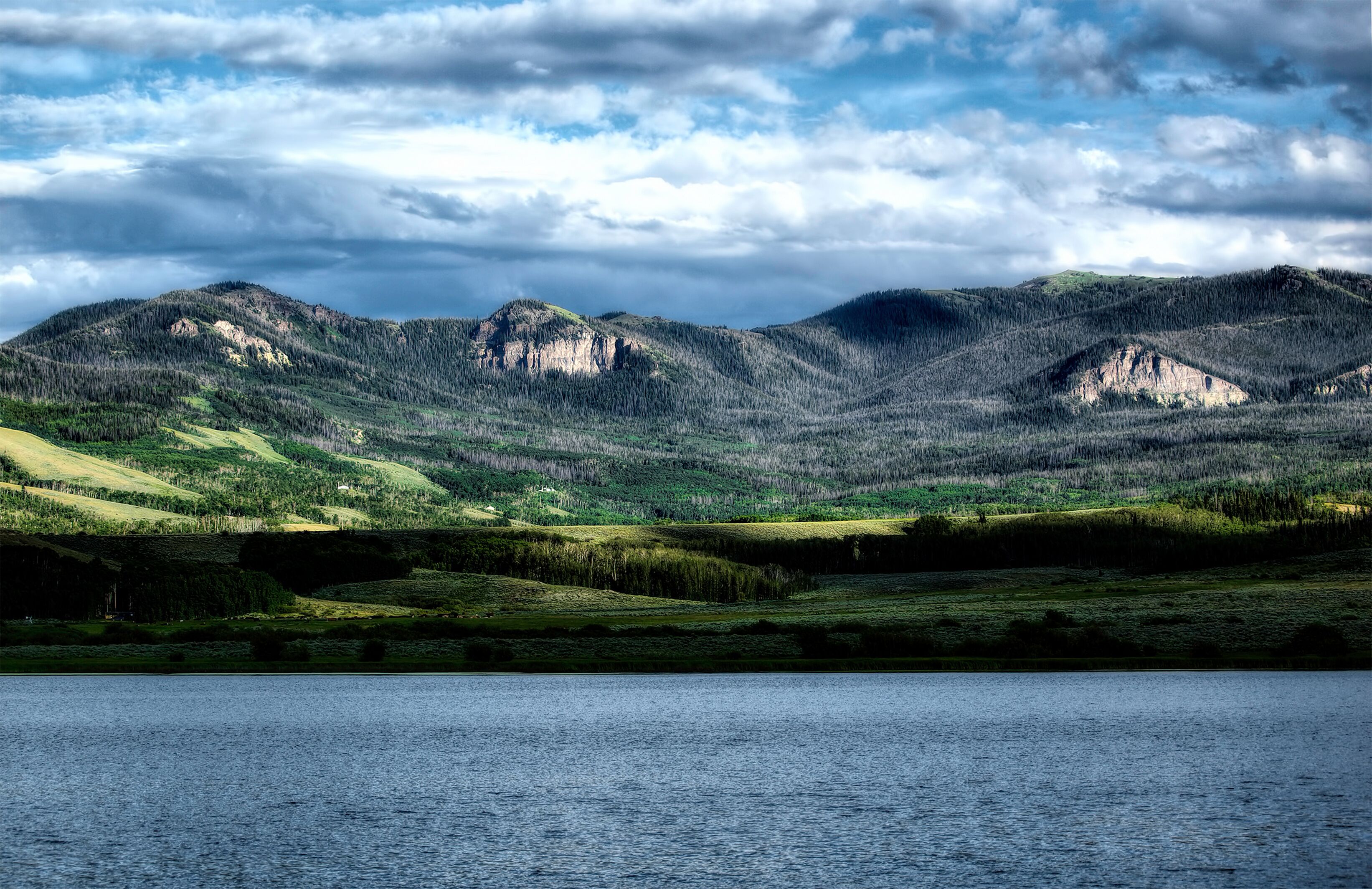 Midday Shadows Over Seymour Reservoir - Midday Shadows as the Clouds float Over Seymour Reservoir in North Park Colorado.