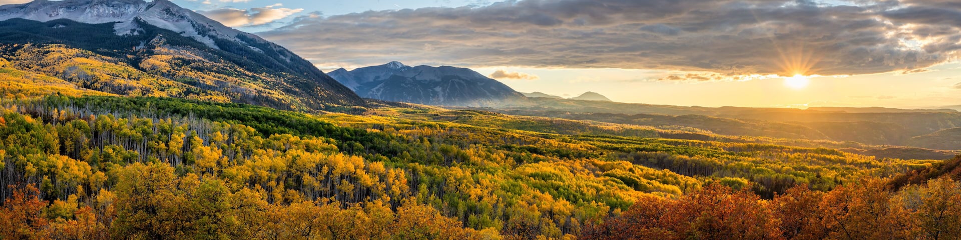 Golden Sunset Autumn colors at Kebler Pass in the Colorado Rocky Mountains - near Crested Butte on scenic Gunnison County Road 12 - Beckwith