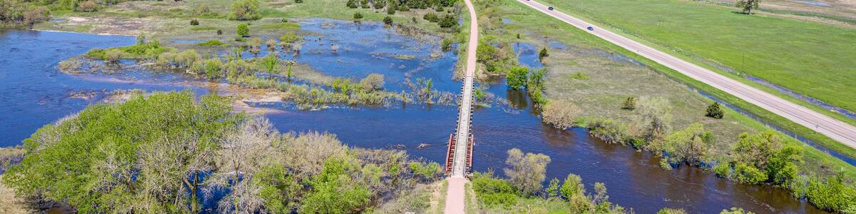 Cowboy Trail in Nebraska aerial view