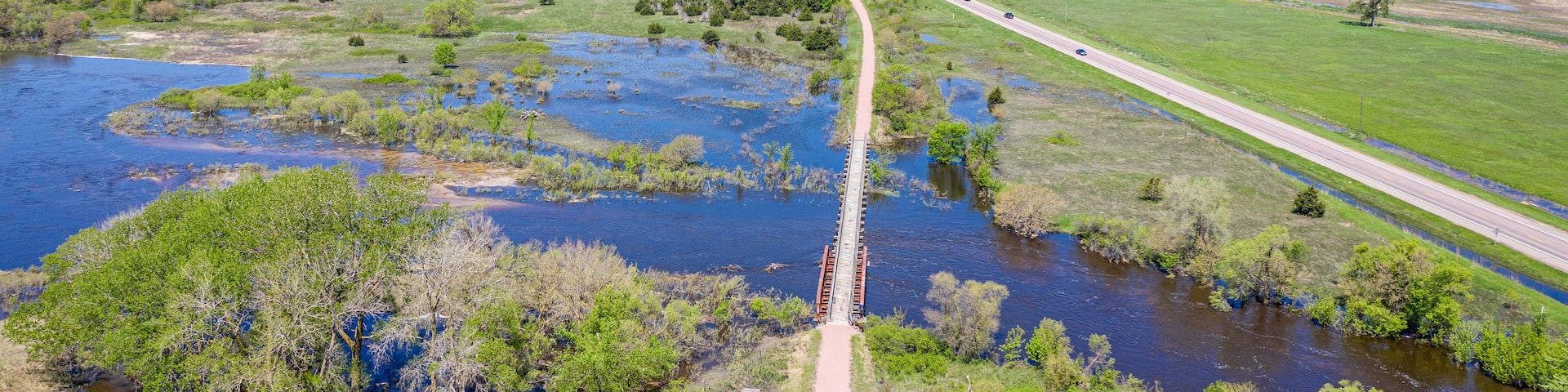 Cowboy Trail in Nebraska aerial view