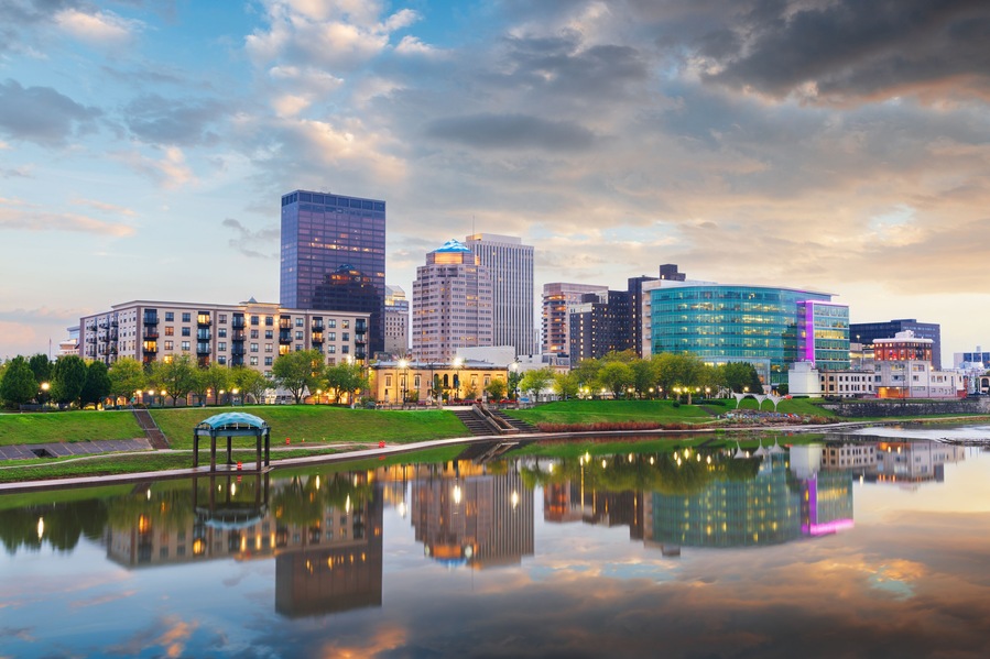 Dayton, Ohio, USA Cityscape on the Miami River
