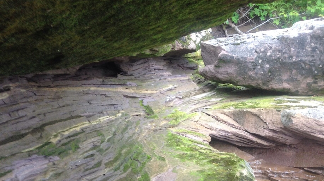 Beautiful rock formations along the southern shoreline.
