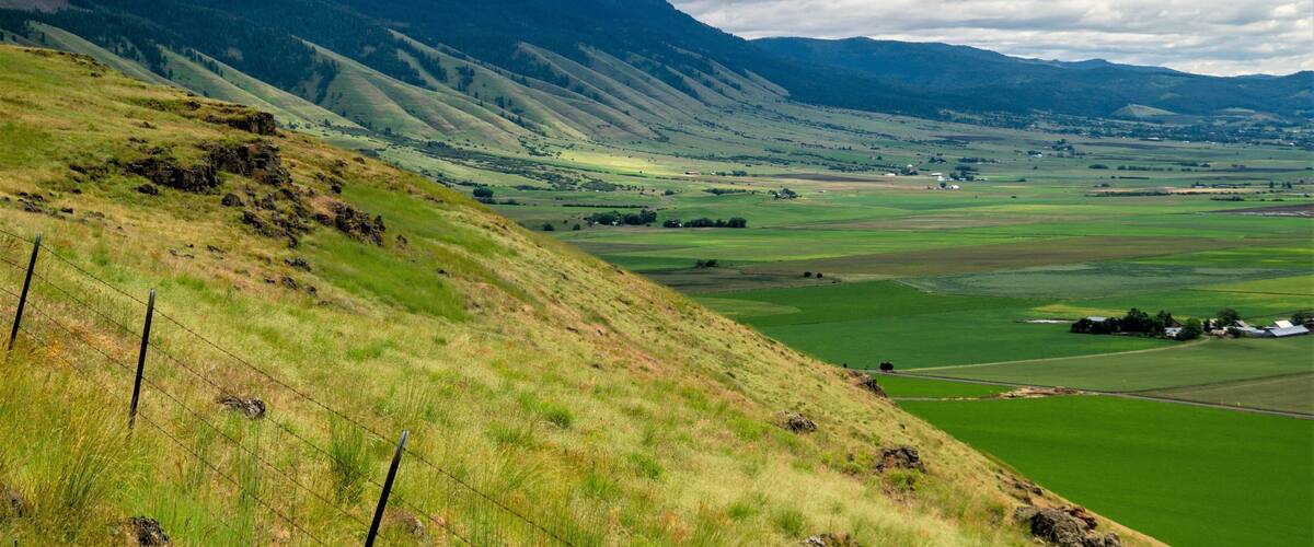 Wallowa Mountains rising above the Grande Ronde Valley in Oregon, USA