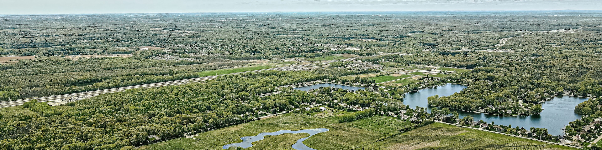 Spring view over rural portion of brown county wisconsin