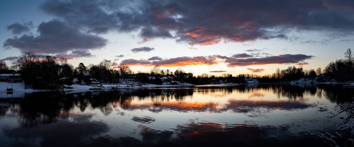 Beautiful sunrise over a lake in Greene County, VA