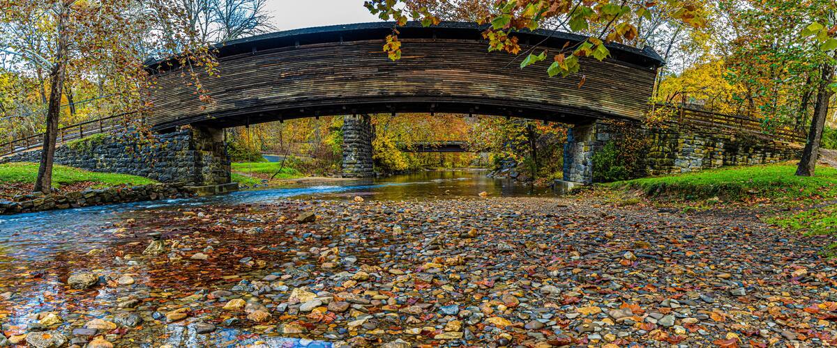The Historic Humpback Bridge With Fall Color, Allegheny County, Virginia, USA