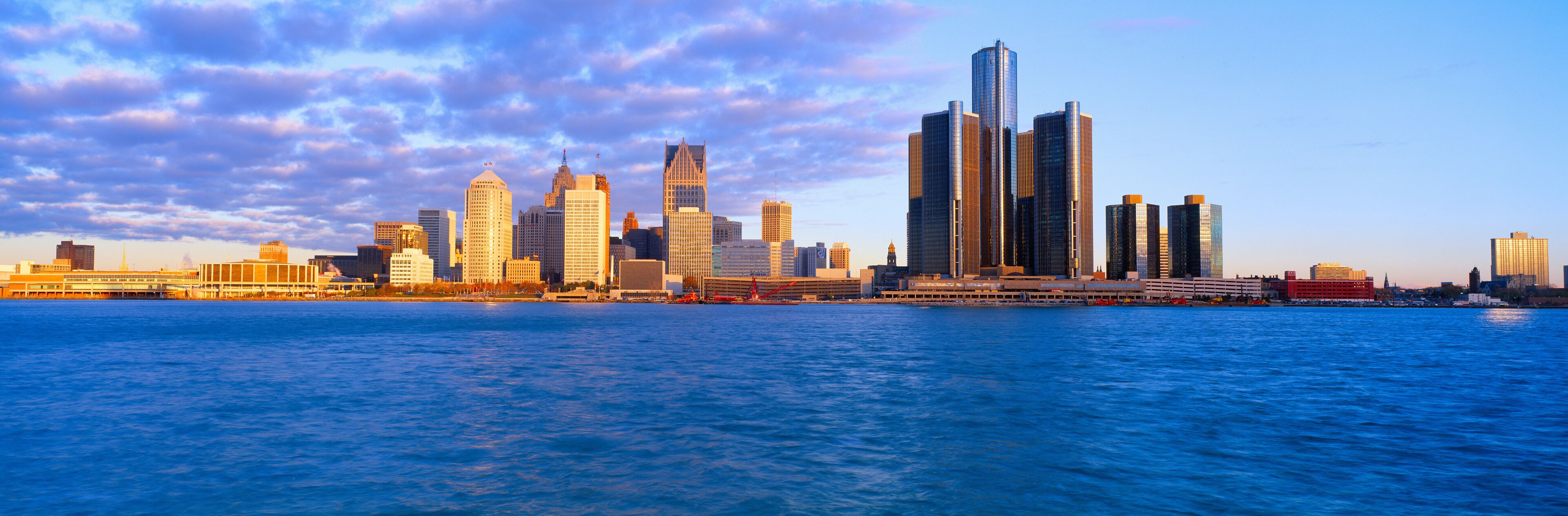 Renaissance Center, Detroit, Sunrise, Michigan