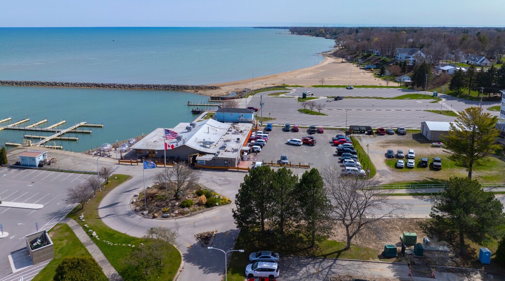 Lexington State Harbor aerial view at the end of Huron Avenue in village center of Lexington, Sanilac County, Michigan MI, USA.