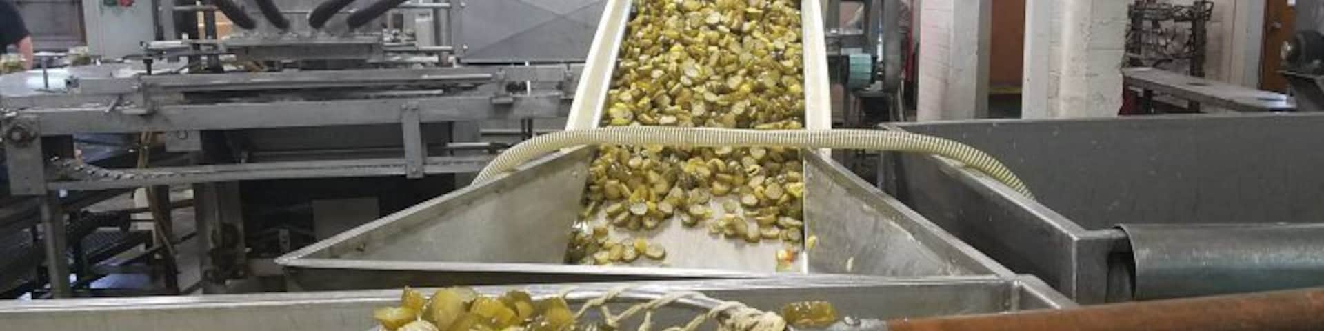 Visit Sechler's Pickles where you'll see a family tradition of pickle processing that spans nearly 100 years. You will experience the same art of fine pickle processing that began in 1921 by founder Ralph Sechler and can shop the rustic retail showroom with over 54 varieties of pickle products. You can't dine here, but you can sample some very good pickles.
A group tour of our plant can be scheduled from April - October. We offer tours Monday through Thursday starting at 9 to 11am and 12:30 to 3pm EST, starting every 30 minutes. If you would like to bring a group (6 or more) please call a week prior for a reservation. If you have less than 6 in your group feel free to stop by during any of the above tour times. Please wear no open-toed shoes or sandals, or dangling jewelry. School groups must be 4th graders or older.