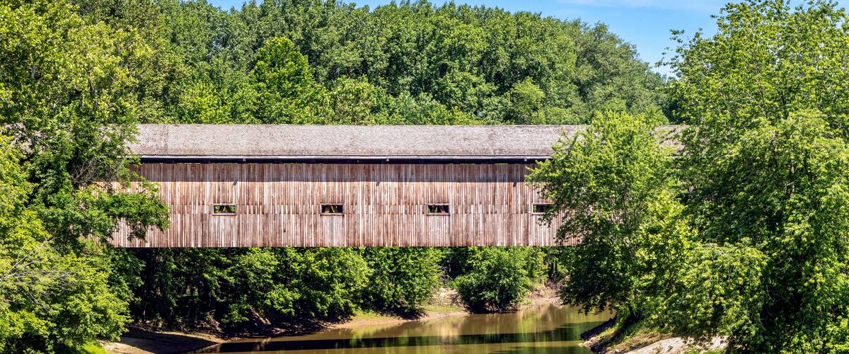 Jackson Covered Bridge is a modern replica of an 1832 bridge crossing the Embarras River at the same location in rural Cumberland County, Illinois.