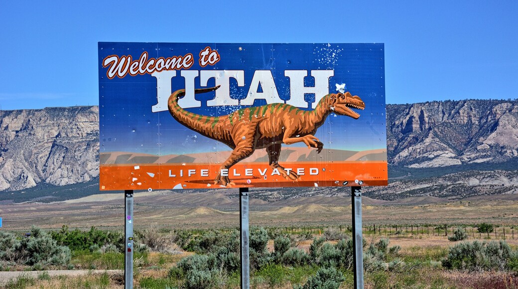 Welcome to Utah Road Sigh at Highway 40, Uintah County Utah USA 6-8-2022