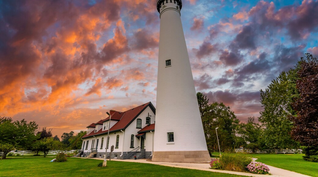 Wind Point Lighthouse near Michigan Lake in Wisconsin