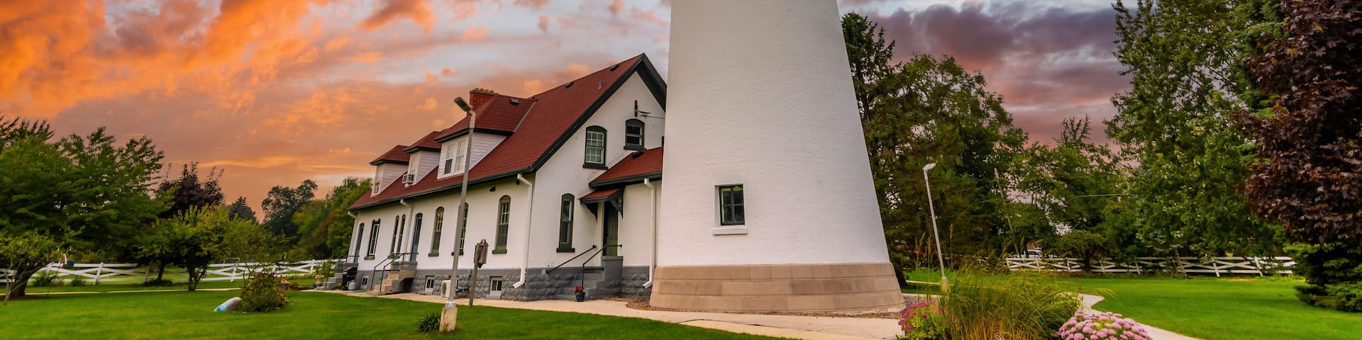 Wind Point Lighthouse near Michigan Lake in Wisconsin