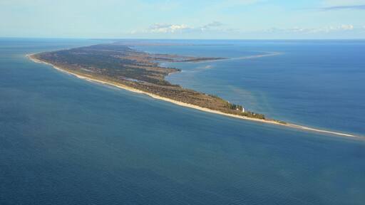 Aerial view of the tip of Long Point hamlet on the north shore of Lake Erie, part of Norfolk County in the province of Ontario, Canada