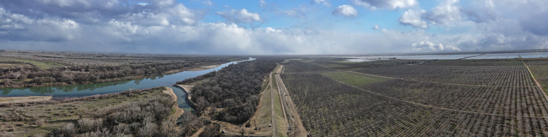 Panoramic of California Levee System in Sutter County