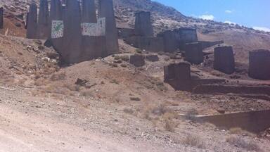 Stampmill foundations at the Bluestone Mine near Smith Valley, NV.