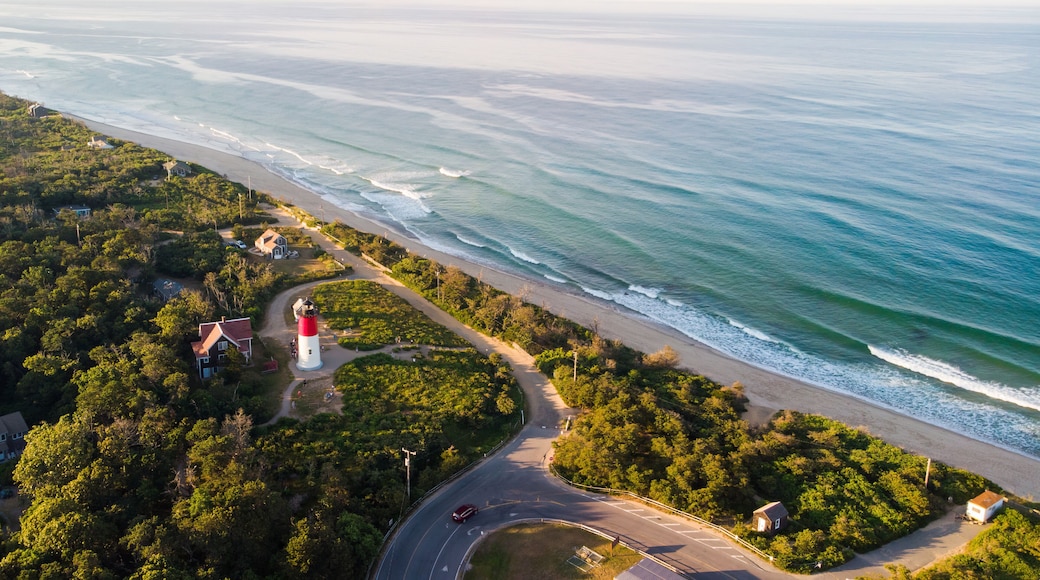Nauset Beach with Nauset Light, aerial view