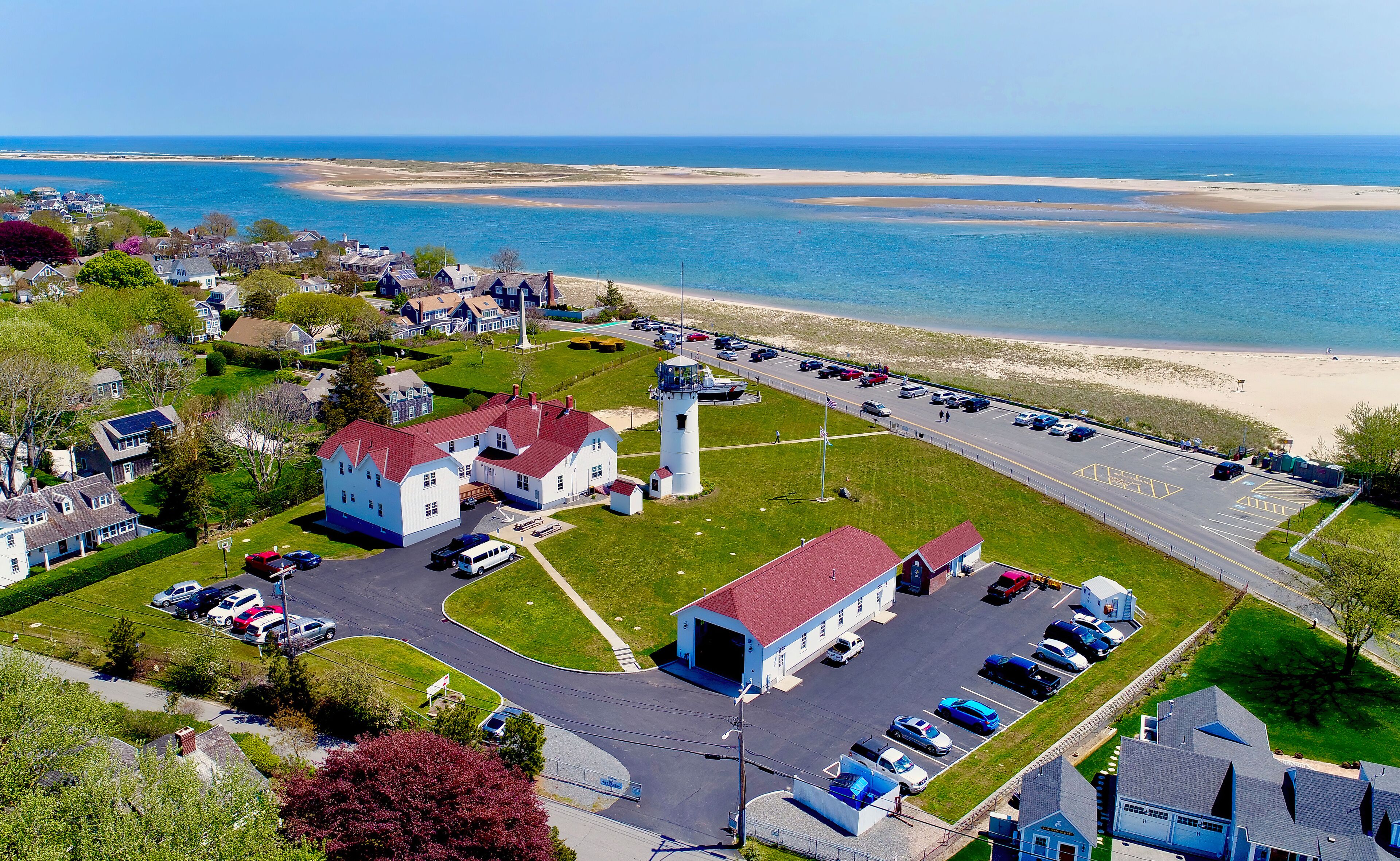 Lighthouse and Coast Guard Station Aerial at Chatham, Cape Cod