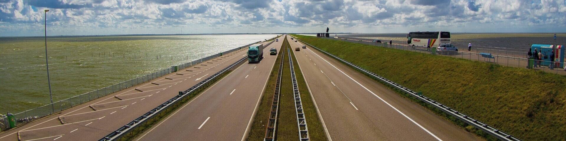 We traveled across Afsluitdijk while touring in the Netherlands. It was truly impressive to see how the small nation has kept the sea at bay (no pun intended). At this stop near the middle of the structure, there is some history that explains how each stone was installed by hand, along with a great many other impressive metrics. Worth the trip.
