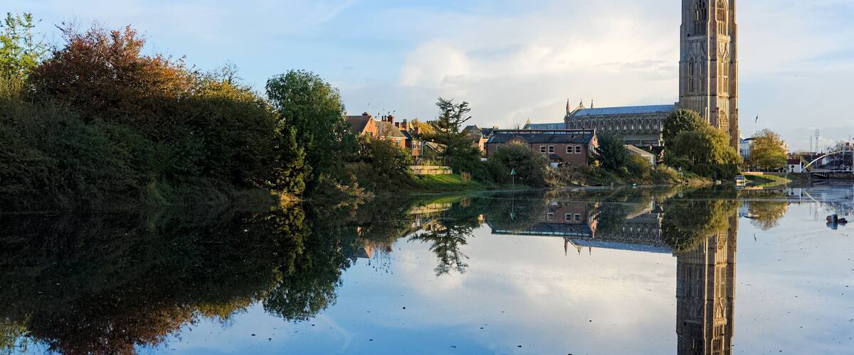 St Botolph's church on the river in Boston Lincs. UK