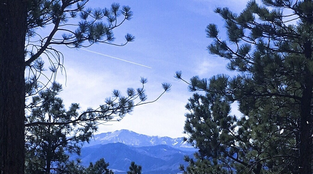 Statuesque pikes peak viewed from Fox Run Park. It stands 14,115 ft. tall and still has its little snow cap from winter. #mountains #colorado #frontrange #14ers