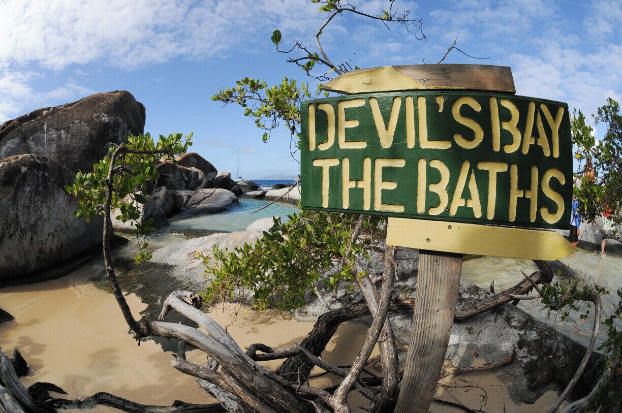 Devil's Bay - The Baths... 
It says so right on the sign. One of the Coolest Beaches Ever !