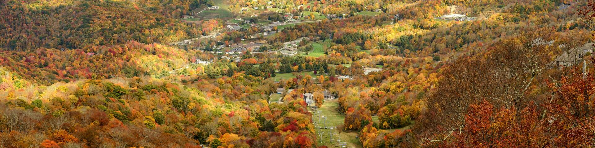 From the top of Sugar Mountain looking at Tyne Castle in Banner Elk North Carolina Blue Ridge Mountains