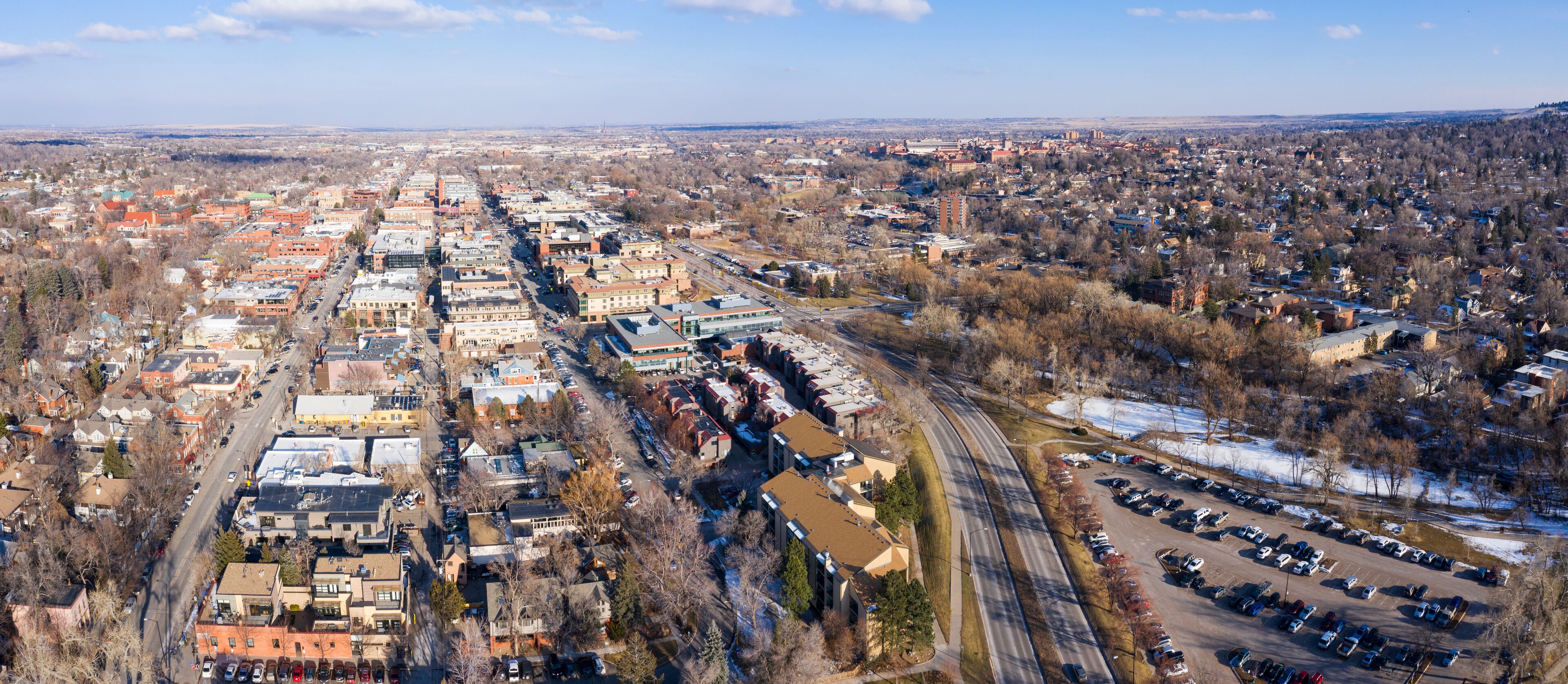 Boulder CO Aerial Panorama Downtown University District