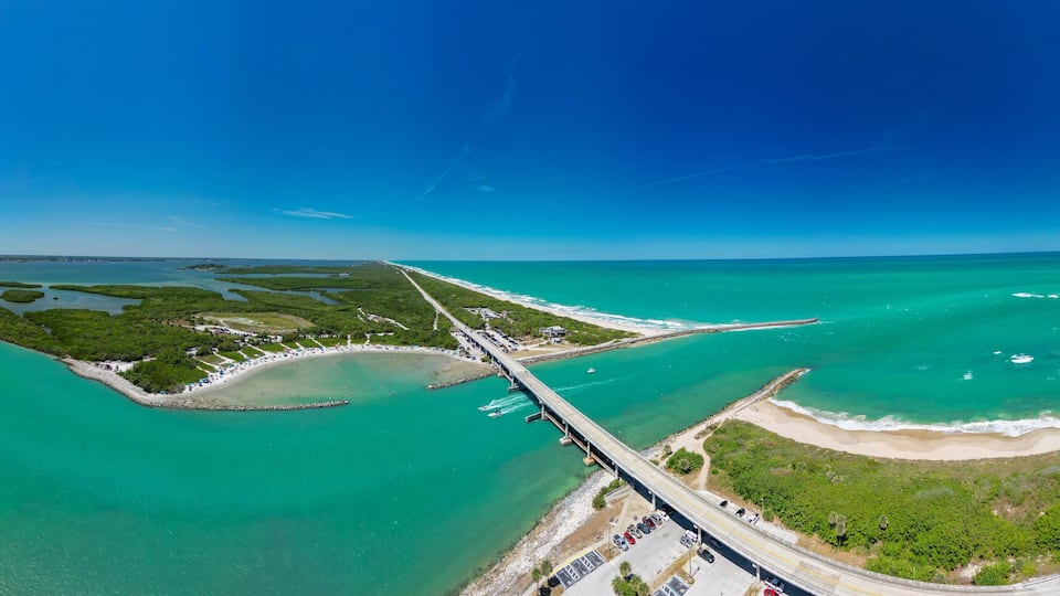 Panoramic view over Sebastian Inlet in Brevard County on Florida's Space Coast
