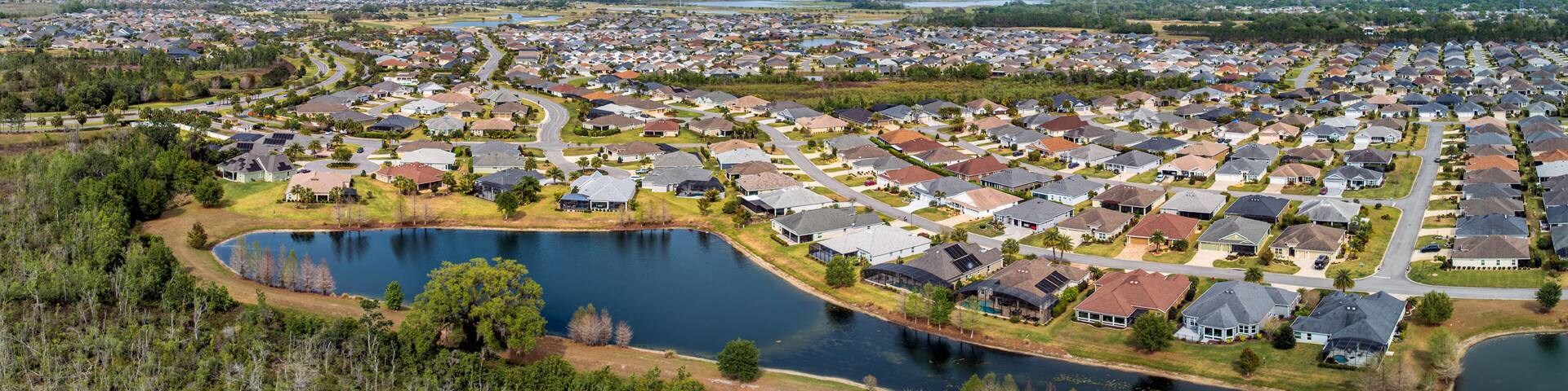 Aerial panoramic view of the Villages in Florida, USA. March 23, 2023.